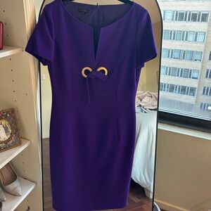 Elegant ESCADA Purple Dress with Gold Accents